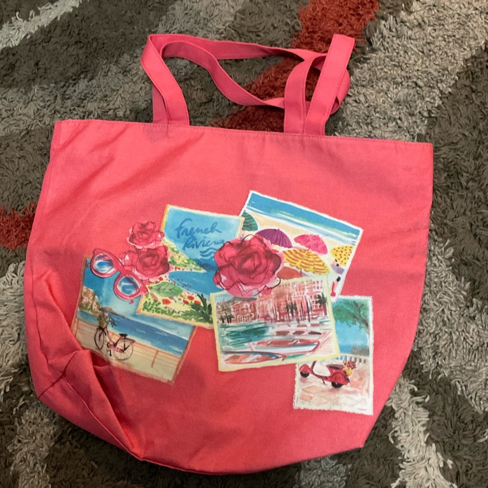 Lancôme women’s coral Tote Bag with Travel beach Print